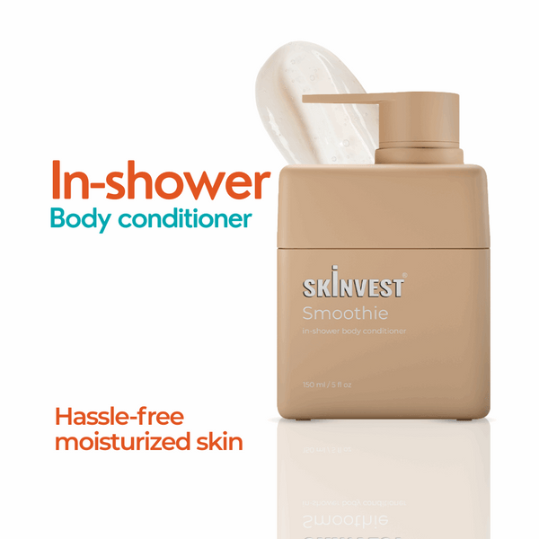 Skinvest Smoothie in-shower body conditioner on a white background