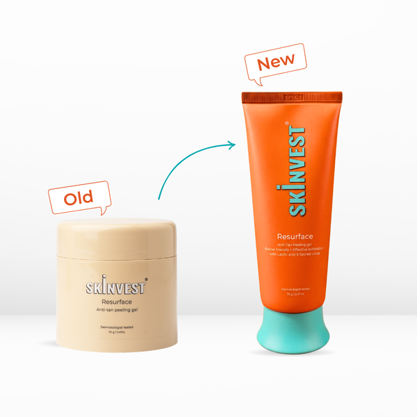 Skincare product packaging comparison with 'Old' and 'New' labels on a white background