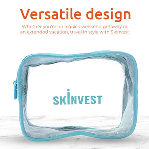Skinvest Glow on the Go travel pouch with skincare minis