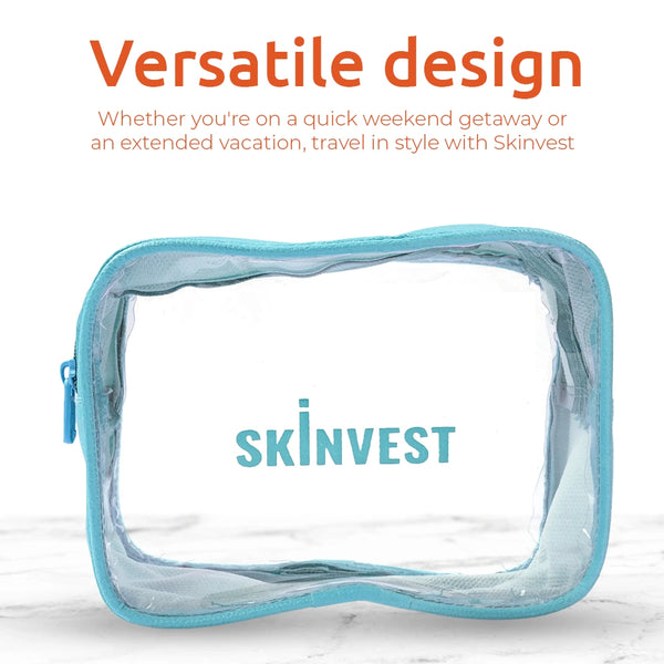 Skinvest Glow on the Go travel pouch with skincare minis