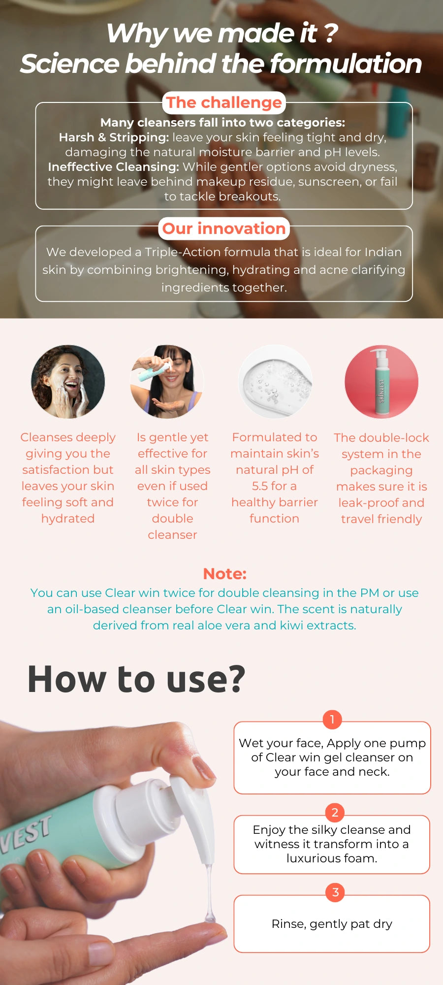 Skinvest Clear Win - pH 5.5 Gel Cleanser: Brighten, Hydrate, Clarify ...