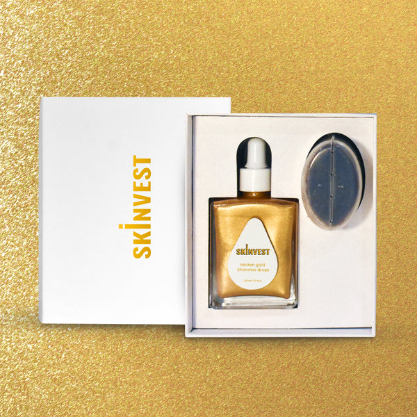 Molten gold shimmer drops with body brush