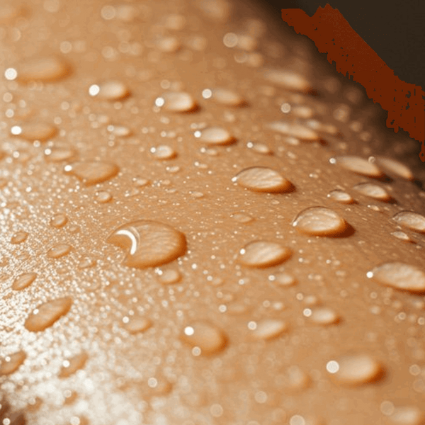 Close-up of water droplets on a brown surface