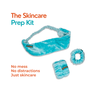 Spa skincare kit with headband and wrist bands for daily use