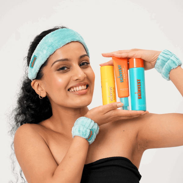Soft microfiber headband and wrist bands for skincare and makeup