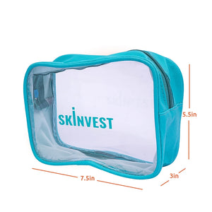 Skinvest Glow on the Go travel pouch with skincare minis
