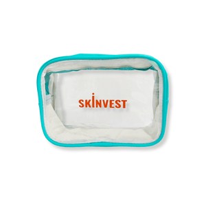 Skinvest Glow on the Go travel pouch with skincare minis