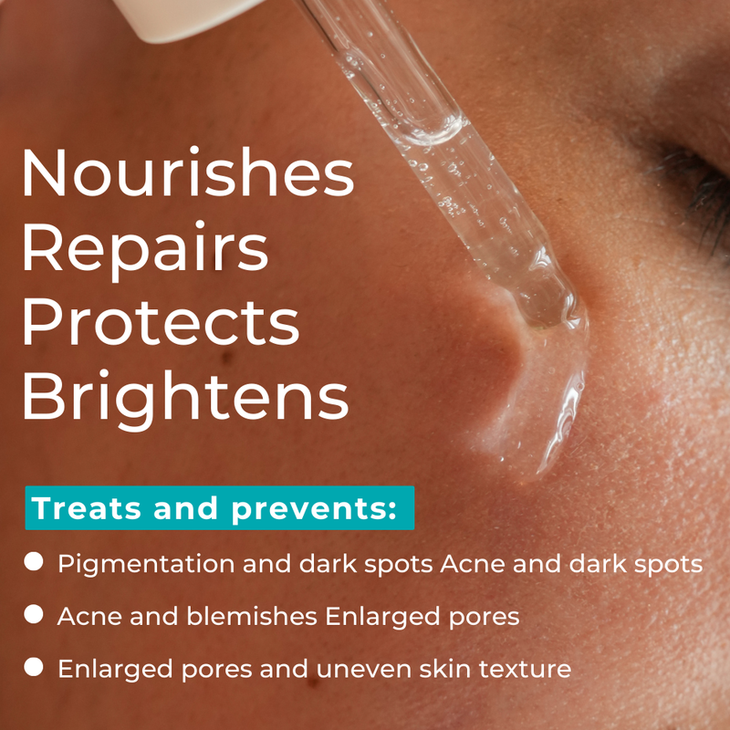 Stable, lightweight, non-comedogenic serum for smoother, brighter, and balanced skin