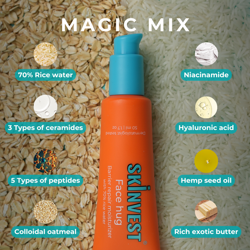 Moisturizer with rice water extract for glowing, healthy skin